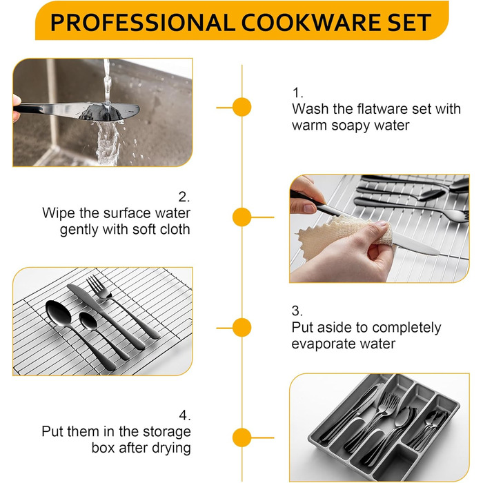 Набір столових приборів Velaze, 24 штуки, нержавіюча сталь 18/10, набір столових приборів на 6 осіб (ложки, виделки, ножі, чайні ложки), полірований, з подарунковою коробкою, придатний для миття в посудомийній машині