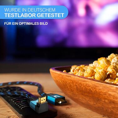 HDMI кабель 3м 4K High Speed 2.0b з кутом 90° - кабель для Ultra HDTV з підтримкою 4K@60Hz та роздільною здатністю 4096x2160, захист від перегинів