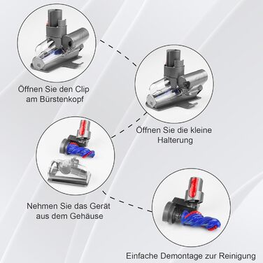 Замінний насадок-щітка для пилососів Dyson V6 DC58 DC59 DC61 DC62 DC72 DC74 з LED-підсвічуванням, для твердих підлог та килимів. Електрична щітка Dyson V6