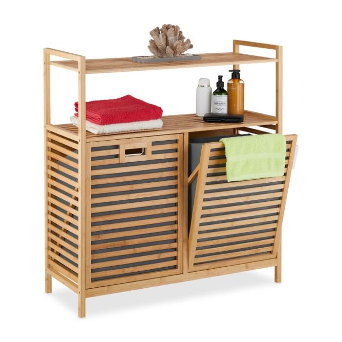 Relaxdays Laundry Basket with 2 Shelves