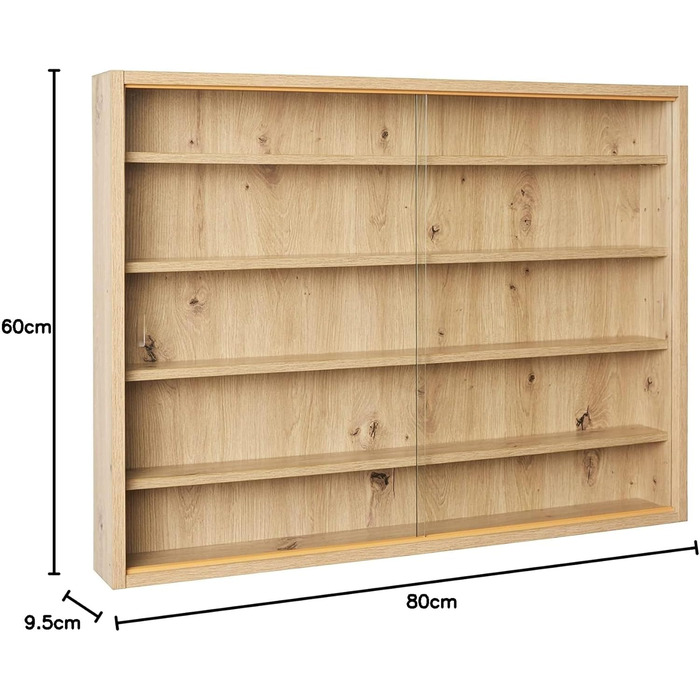 Настінна колекційна вітрина Inter Link Collecty, скляна, чорна/біла, MDF, 80x60x9,5 см, для зберігання і демонстрації, сучасний дизайн