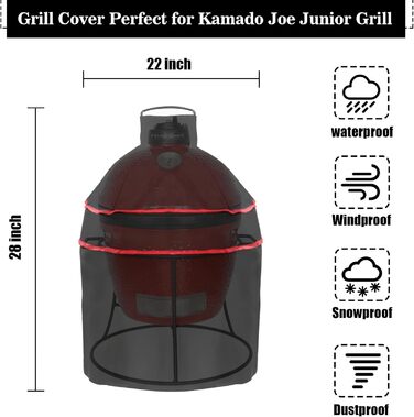 Чохол для гриля 55,9 см, водонепроникний, підходить для Kamado Joe Junior, Minimax та Small Big Green Egg, захист для BBQ на вулиці