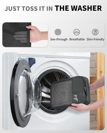 Органайзери для валізи ECOHUB, набір 6 шт. з ID-міткою, екологічні, дихаючі, для подорожей (зелений, темно-сірий)