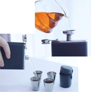 Фляга для алкоголю 8oz з нержавіючої сталі, набір з 4 склянок та воронкою, для чоловіків та жінок, подарункова коробка GUFRRST