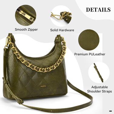 Сумка жіноча через плече крос-боді, PU шкіра, міні Hobo Bag, оливково-зелена - трендова сумка для побачень, вечірок, прогулянок