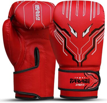 Боксерські рукавички Farabi для дітей (6oz) - Червоні. Ідеальні для MMA, Муай Тай та тренувань (5-10 років)