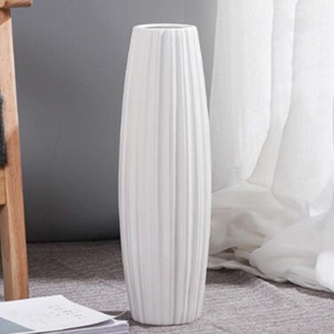 Керамічна ваза для квітів Fanquare з коричнево-чорними смугами, ручної роботи, висота 50 см (біло-смугаста)