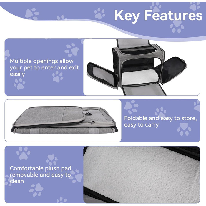 Транспортна сумка для кота/собаки, переносний рюкзак для тварин, сіра, до 6 кг