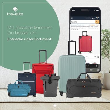 Travelite Carry-on Suitcase, 4 Wheels, Expandable + Attachment Function, City, Small Hard Shell Trolley with Scratch-Resistant Surface, 55 cm, 40-45 Liters (Trolley Size M approx. (68 cm), Red)