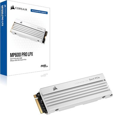 SSD Corsair MP600 PRO LPX 4TB M.2 NVMe PCIe Gen4 - Оптимізовано для PS5, 7100 МБ/с (білий)