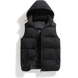 Чоловіча зимова жилетка Hathaway з капюшоном, тепла, без рукавів, на блискавці, чорна, XL