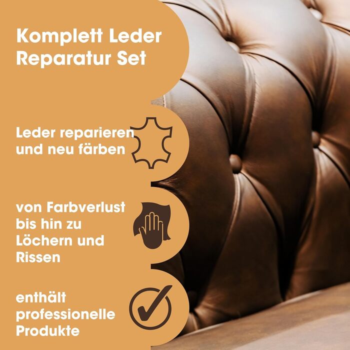 Complete leather repair kit for filling and coloring damage - 12 colors, matching any shade - Blue