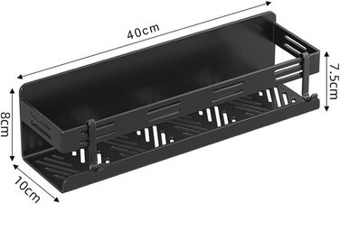 Melairy Shower Shelf No Drilling Bathroom Storage & Organization Shower Basket, Stainless Steel Bathroom Shelves with Two Hooks for Bathrooms and Kitchens