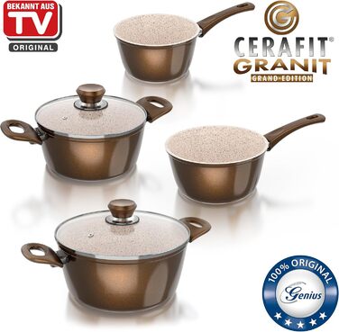 Набір сковорідок Genius Cerafit Fusion (7 шт.) з керамічним покриттям | 28 x 28 см, смарагдовий, антипригарне покриття Lotus, легке миття