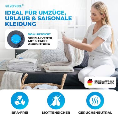 Vacuum Bags Set [6 Pieces] in 3 Sizes (2x 40x60 cm / 2x 60x80 cm / 2x 80x100 cm) - Vacuum Sealer Bags for Clothing & Duvets - Storage Vacuum Bags for Clothing