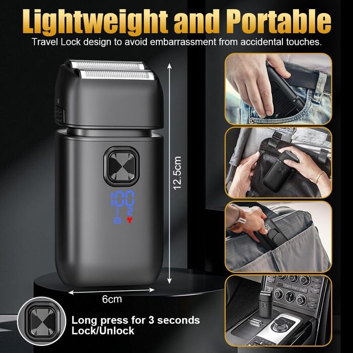 Електричний гоління для чоловіків Flintronic: водонепроникний, багатофункціональний, з глибоким очищенням, USB-C, 120 хв, 2-в-1, чорний