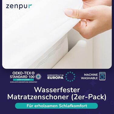 ZenPur 2-Pack Mattress Protector 180x200 cm | Made in EU | Oeko-Tex Standard 100 | Cotton | Waterproof & Durable | Protection and Comfort in One