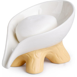 Підставка для мила самостійно спорожняється, форма листка, кераміка, мармур, порцеляна, декоративна, без присосок, ANTIS'S HOME, 1 шт. - Мармур (1 шт., Коричневий)