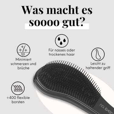 Розпушувальна щітка Lily England для густого, тонкого, кучерявого волосся - професійна розпушувальна щітка для дітей, жінок та малюків - веган, чорний колір