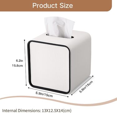 Скріпка для серветок GORESE, шкіряна, квадратна, біла (15x15x15.8 см)