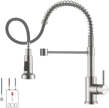 Змішувач для кухні APPASO 3-Wege, чорний, з нержавіючої сталі, 360° обертання, для фільтрації води