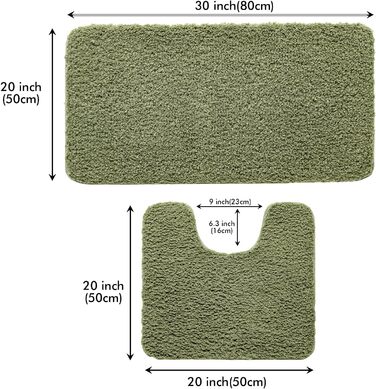 MIULEE Килимок для ванної кімнати: м'який, неслизький, 40x60 см/50x80 см, зелений
