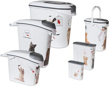 Контейнер для корму Curver Love Pets для котів, 12 кг, 35 л, білий/сірий, 49,3 x 27,8 x 42,5 см