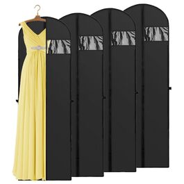 Чохли для одягу 4 шт. 60x180 см, дихаючий матеріал, з ручками, на блискавці, з віконцем. Захист для костюмів, пальто, суконь.