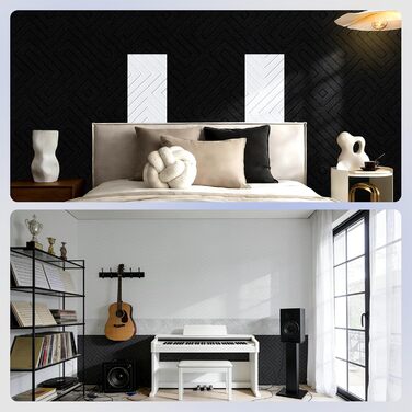 Самоклеючі акустичні панелі Vieshful для шумоізоляції стін та стелі, 10 шт, 30x30x1 см, чорні — звукопоглинаючі плити для студії, офісу та спальні