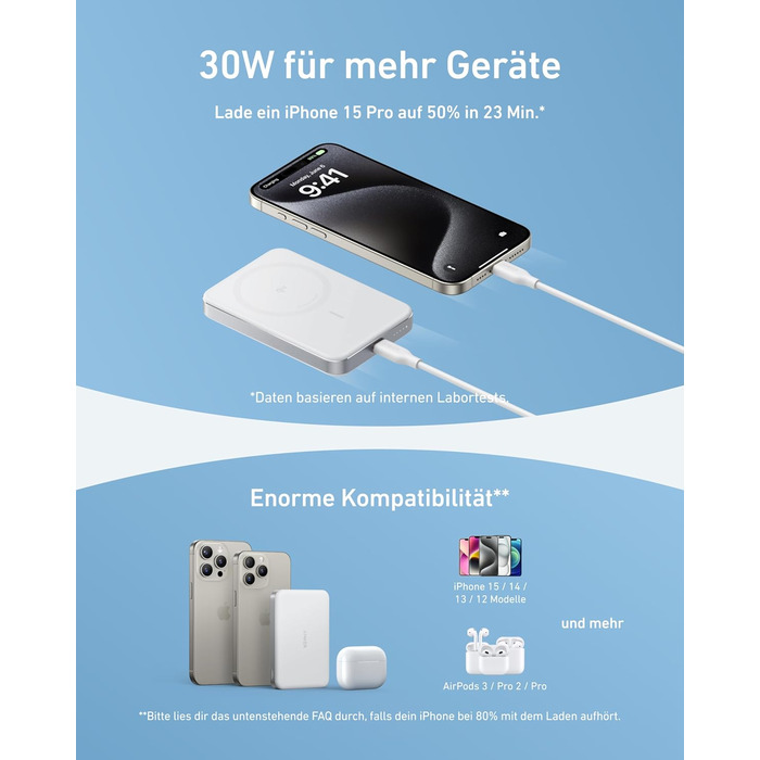 Powerbank Anker MagGo 10000mAh: Qi2, MagSafe, для iPhone 16/15/14/13, портативний, ергономічний