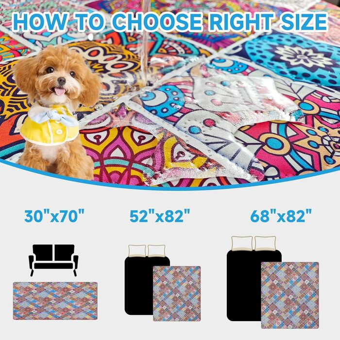 Водонепроникний коврик для собак, ковдра для лежанки, захист меблів, 178 x 76 см (Блискучий медальйон)