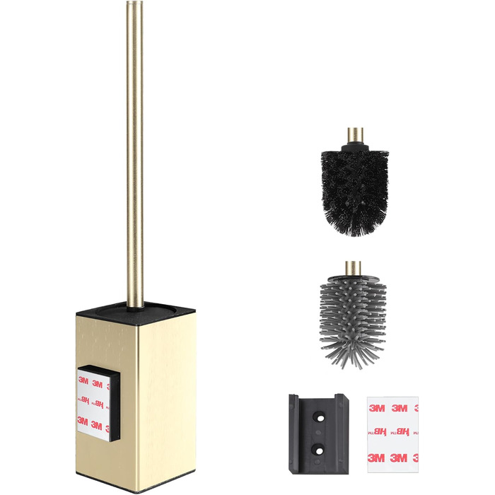 Настінна щітка для туалету DAZI з кріпленням без свердління, нержавіюча сталь, сучасний дизайн, знімний внутрішній стаканчик, золотий колір