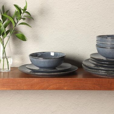 Сервіз столовий Gibson Elite Northrock Steingut 16-ти частинний для 4 осіб (12 предметів) - Білий з ручним розписом, кераміка Steingut