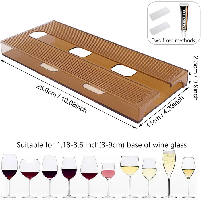 Тримачі для келихів вина SAMSYOKI (4 шт.) - настінне кріплення без свердління, для кухні, бару, ресторану (колір: коричневий)