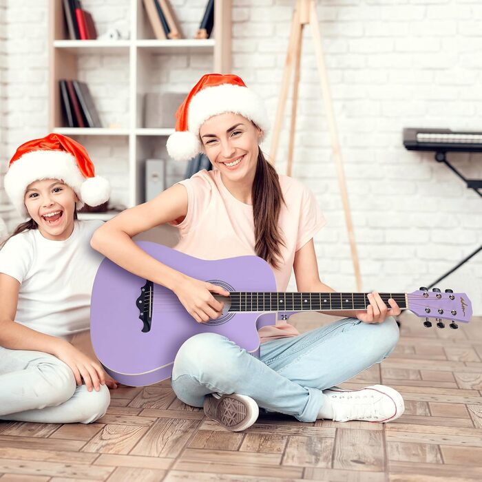 Акустична гітара ADM 38 дюймів для початківців: повний стартовий набір з онлайн-уроками, кейс, ремінь, медіатор, каподастр та підставка