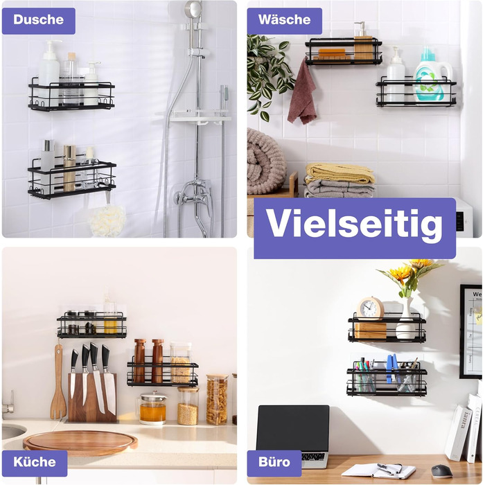 Дзеркальна поличка для душу KINCMAX з нержавіючої сталі без свердління, самоклеюча, з гачками (срібна) – хвиляста, срібна (набір з 2 шт. – пряма, чорна)