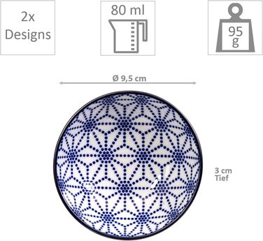Набір для суші Tokyo Design Studio Nippon Blue (6 предметів): 2 тарілки для суші, 2 миски для соусу, 2 палички для їжі, японський дизайн, порцеляна, подарункова упаковка