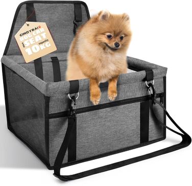 Автокрісло для собак на заднє сидіння, Oxford, дихаючий матеріал, миється, для собак маленьких та середніх порід, темно-сірий