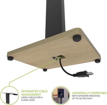 Підлогові стійки для акустики Kanto ST34P - пара, чорний метал, дерев'яний постамент | До 13.6 кг