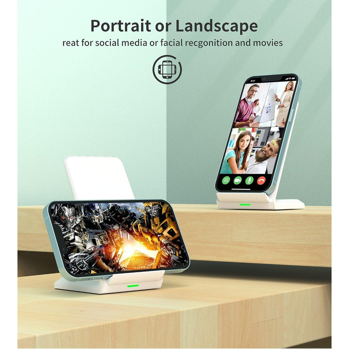 Бездротова зарядка з підставкою для смартфонів iPhone, Samsung, Google. Швидка індуктивна зарядка для телефонів.