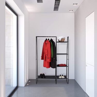 Relaxdays Clothes Rack, 5 Shelves, Clothes Rail, Coat Rack for Hallway and Room, HxWxD 150x100x40 cm, black