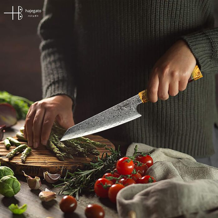 Професійний кухонний ніж Petty Hajegato Damast VG10 15.2 см, 67 шарів дамаської сталі