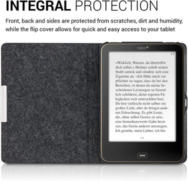 Чохол kwmobile для Tolino Vision 1/2/3/4 HD: захисна обкладинка з фетру, сірий колір