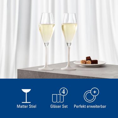 Набір келихів для шампанського Villeroy & Boch Manufacture Rock blanc, 4 шт., кришталеве скло, білі, для ігристого, шампанського, просекко, ексклюзивний дизайн