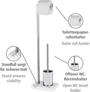 Набір для туалету WENKO Noble Elegante: тримач щітки та рулону туалетного паперу, полірезин, чорний, 20 x 74 x 15 см