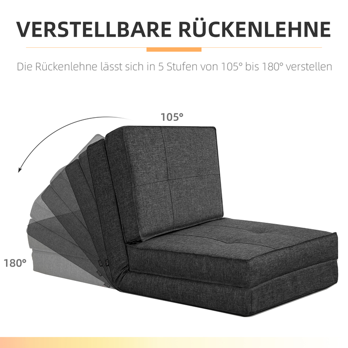 HOMCOM Floor Sofa Foldable Reclining Chair Floor Stool 5-Seat Adjustable Folding Chair Sleeper Sofa Futon Single Sofa Dark Grey 61 x 73 x 58 cm | Aosom