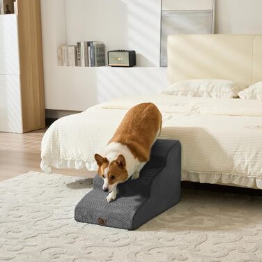 Сходинка для собак маленьких порід, 2 сходинки, 30 см, для домашніх тварин, миється, не слизька, для котів, для ліжка, дивану, сірого кольору