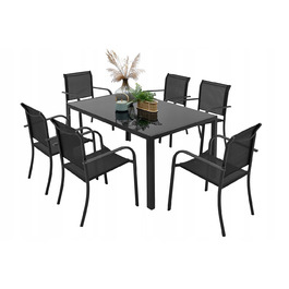 Обідній стіл та стільці MAT-COMPANY metal Table-150/6, чорний