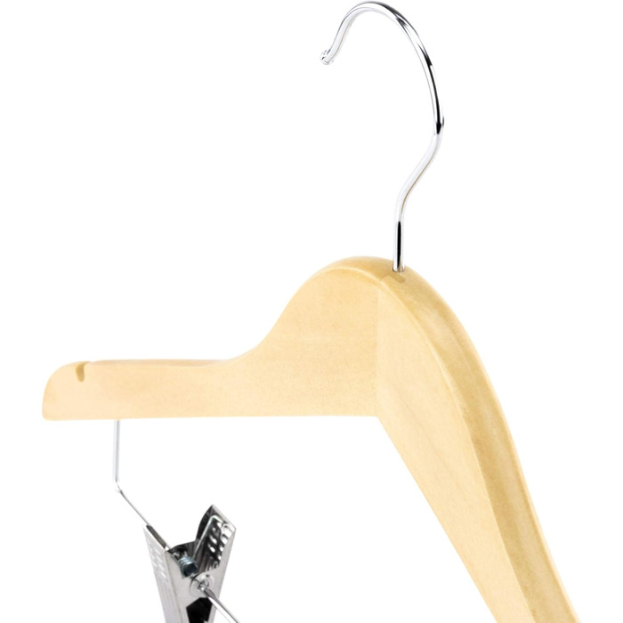 10 дерев'яних вішалок для одягу з кліпсами, натуральні кольори, 45 см - Hangerworld