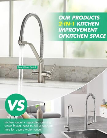 Змішувач кухонний з висувною лійкою, 360° поворот, щіткове золото, для кухні